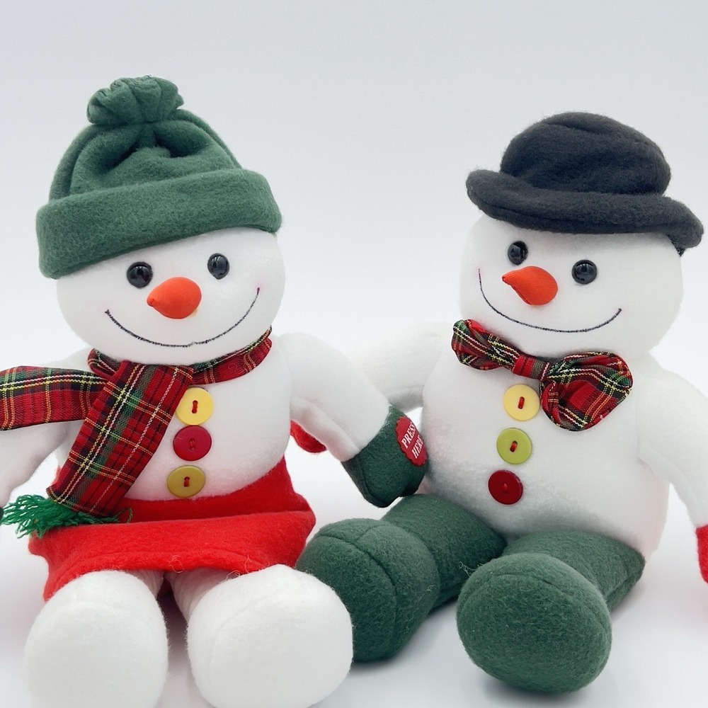 Snowman Couple Plush Snowmen Sleigh Ride Snowman RARE Vintage